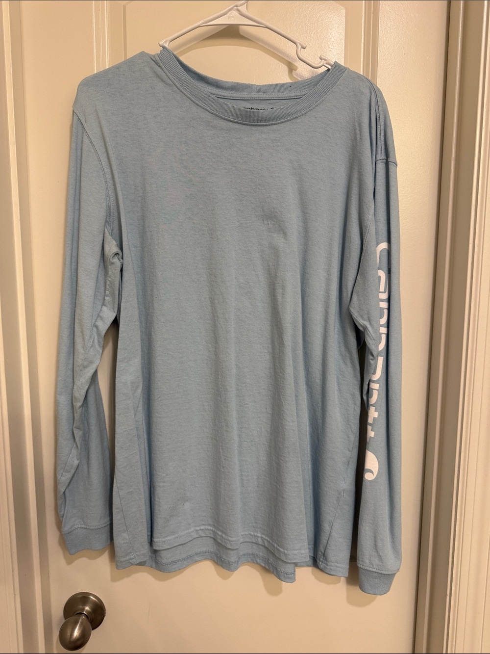 Carhartt Light Blue Long Sleeve Tee with White Sleeve Logo